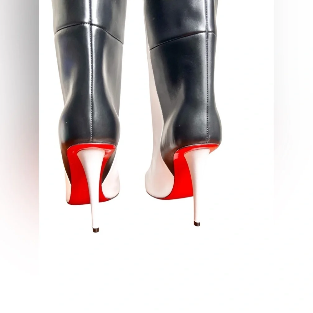 NEW Christian Louboutin Astrilarge Botta 100  Two Tone Over The Knee  Boots 36.5
